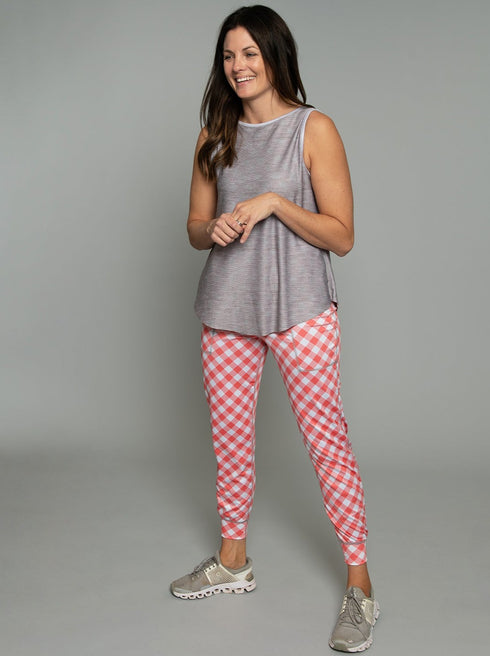 The Tie Back Tank - Gingham / Grey